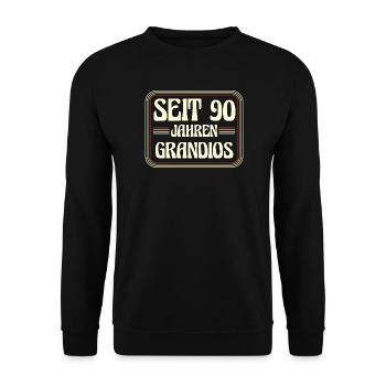 90 Jahre alt Geburtstag 90. Geburtstag - Unisex Pullover - Schwarz - Vorne - Alina (178cm) & Michal (187cm)