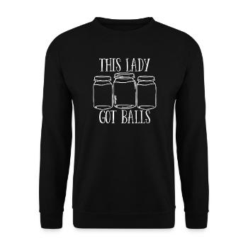 Drôle de mise en conserve, cette dame a du cran - Sweat-shirt Unisexe - noir - Devant - Alina (178cm) & Michal (187cm)