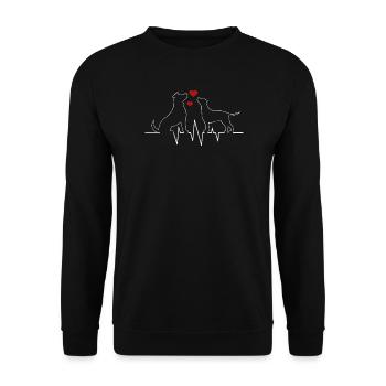 Cadeau de battement de cœur pour chien amoureux - Sweat-shirt Unisexe - noir - Devant - Alina (178cm) & Michal (187cm)