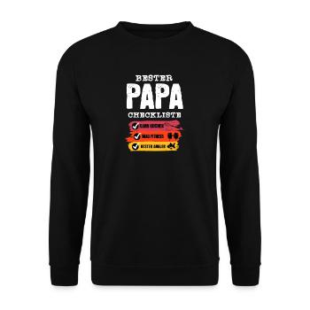 Bester Papa Checkliste  - Unisex Pullover - Schwarz - Vorne - Alina (178cm) & Michal (187cm)