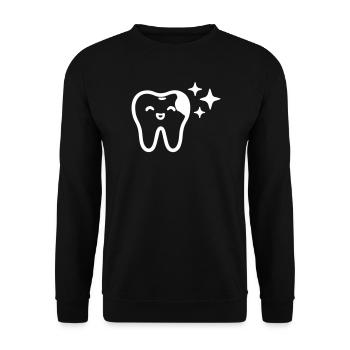 Lächelnder Zahn Symbol Weiß - Unisex Pullover - Schwarz - Vorne - Alina (178cm) & Michal (187cm)
