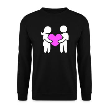 Paar Verliebt Herz - Unisex Pullover - Schwarz - Vorne - Alina (178cm) & Michal (187cm)