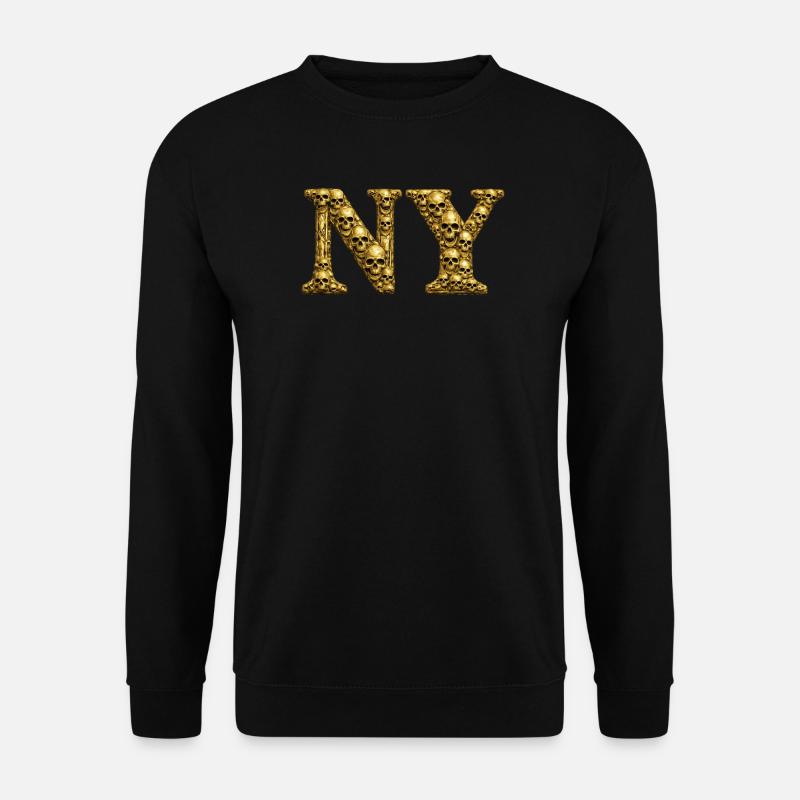 Goldene Schädel NY Buchstaben - Unisex Pullover - Schwarz