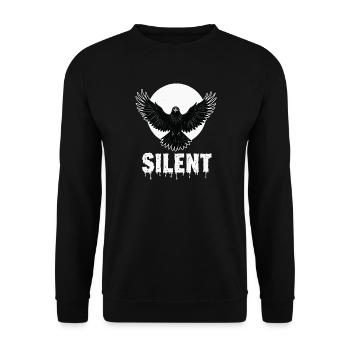 Silent – Dark Raven Gothic Motiv - Unisex Pullover - Schwarz - Vorne - Alina (178cm) & Michal (187cm)
