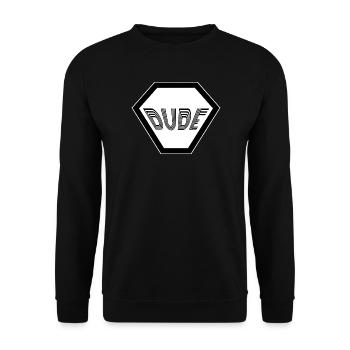 Dude Retro Man Bachelor Men Type Guy - Unisex Sweatshirt - black - Front - Alina (178cm) & Michal (187cm)
