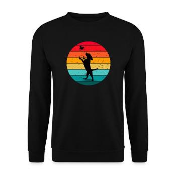 Coucher de soleil rétro de la forêt de papillons de chien - Sweat-shirt Unisexe - noir - Devant - Alina (178cm) & Michal (187cm)