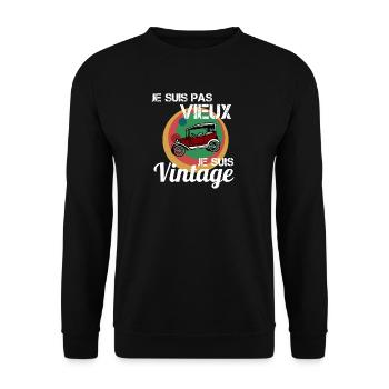 I'm Not Old Vintage Automobile - Unisex Sweatshirt - black - Front - Alina (178cm) & Michal (187cm)