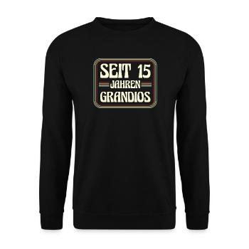 15 Years Old Birthday 15th Birthday - Unisex Sweatshirt - black - Front - Alina (178cm) & Michal (187cm)