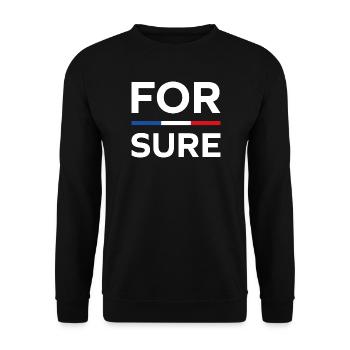 macron Ganz sicher - Unisex Pullover - Schwarz - Vorne - Alina (178cm) & Michal (187cm)