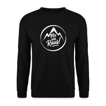 Nix wie raus – Freiheit in den Bergen - Unisex Pullover - Schwarz - Vorne - Alina (178cm) & Michal (187cm)