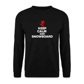 KEEP CALM AND SNOWBOARD! PISTENSPASS & HÜTTENGAUDI - Unisex Pullover - Schwarz - Vorne - Alina (178cm) & Michal (187cm)