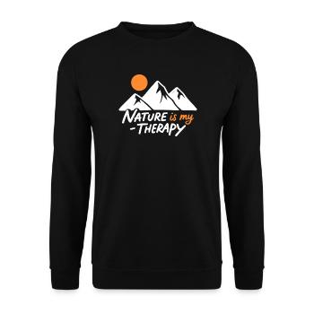 Nature is my Therapy Mountains for Hikers - Unisex Sweatshirt - black - Front - Alina (178cm) & Michal (187cm)