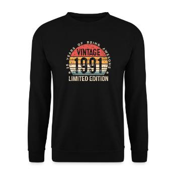 Vintage 1991 Limited Edition 35 Jahre alt 35. BDay - Unisex Pullover - Schwarz - Vorne - Alina (178cm) & Michal (187cm)