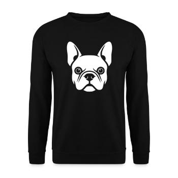 Französische Bulldogge Frenchie Kopf - Unisex Pullover - Schwarz - Vorne - Alina (178cm) & Michal (187cm)