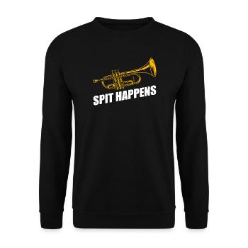Spit happens Trompete Trompetenspieler - Unisex Pullover - Schwarz - Vorne - Alina (178cm) & Michal (187cm)
