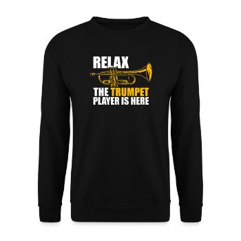 Détends le trompettiste Trompetenspieler - Sweat-shirt Unisexe - noir - Devant - Alina (178cm) & Michal (187cm)