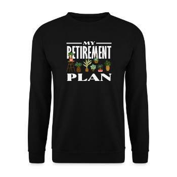 Pflanzenliebhaber Mein Ruhestandsplan Pflanzen - Unisex Pullover - Schwarz - Vorne - Alina (178cm) & Michal (187cm)