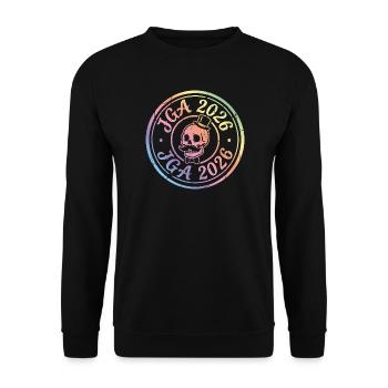 Jga 2026 Totenkopf Junggesellenabschied - Unisex Pullover - Schwarz - Vorne - Alina (178cm) & Michal (187cm)