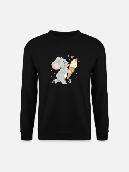 Gourmet-Koala und Eiscremeherzen - Unisex Pullover - Schwarz