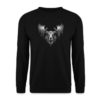 Elk head with moss branches - Unisex Sweatshirt - black - Front - Alina (178cm) & Michal (187cm)