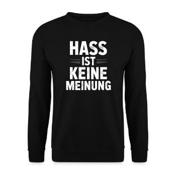 Hass ist keine Meinung - Antifa Tee - Unisex Pullover - Schwarz - Vorne - Alina (178cm) & Michal (187cm)