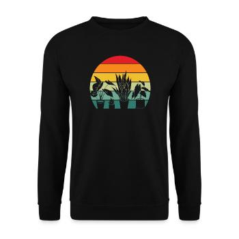 Retro Pflanzenliebhaber Pflanzen Sukkulente Blume - Unisex Pullover - Schwarz - Vorne - Alina (178cm) & Michal (187cm)