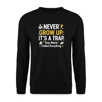 Grow Up Kidult Collectionneur rétro - Sweat-shirt Unisexe - noir - Devant - Alina (178cm) & Michal (187cm)