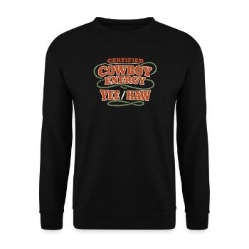 Lustiges Pronomen Yee Haw T-shirt Cowboy Humor - Unisex Pullover - Schwarz - Vorne - Alina (178cm) & Michal (187cm)