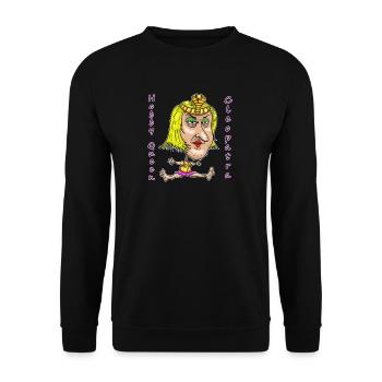 Hobby Queen Cleopatra – Funny Ironic Cartoon - Unisex Pullover - Schwarz - Vorne - Alina (178cm) & Michal (187cm)