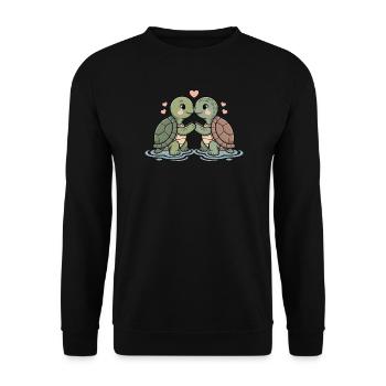 Couple de tortues amoureux animaux La Saint-Valentin - Sweat-shirt Unisexe - noir - Devant - Alina (178cm) & Michal (187cm)