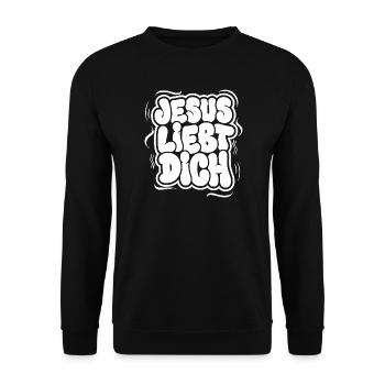 Jesus Loves You Bubblig Lettering - Unisex Sweatshirt - black - Front - Alina (178cm) & Michal (187cm)