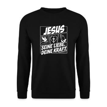 Motif du pouvoir de l’amour de Jésus - Sweat-shirt Unisexe - noir - Devant - Alina (178cm) & Michal (187cm)