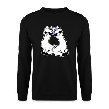 2 Llamas Couple In Love Cool Sunglasses Sitting - Unisex Sweatshirt - black - Front - Alina (178cm) & Michal (187cm)