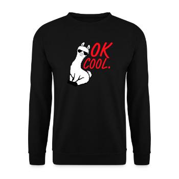 OK Cool Lama Sonnenbrille Sitzend Lustig Frech - Unisex Pullover - Schwarz - Vorne - Alina (178cm) & Michal (187cm)