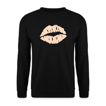  Lippen Silhouette  - Unisex Pullover - Schwarz - Vorne - Alina (178cm) & Michal (187cm)