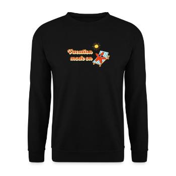 Vacation mode on – Sommer Urlaubs Statement - Unisex Pullover - Schwarz - Vorne - Alina (178cm) & Michal (187cm)