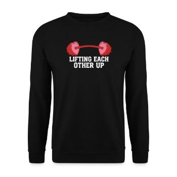 Sich gegenseitig hochheben lustiges Fitnessstudio-Workout Valentine - Unisex Pullover - Schwarz - Vorne - Alina (178cm) & Michal (187cm)