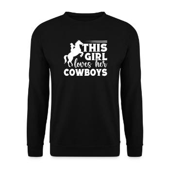 Rodeo Horse Riding This Girl Loves Her Cowboys - Unisex Pullover - Schwarz - Vorne - Alina (178cm) & Michal (187cm)