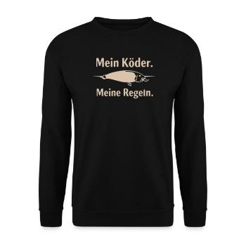 Mein Köder Meine Regeln - Unisex Pullover - Schwarz - Vorne - Alina (178cm) & Michal (187cm)