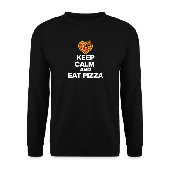 KEEP CALM AND EAT PIZZA, PIZZA JUNKIE GIFT 🍕 - Unisex Sweatshirt - black - Front - Alina (178cm) & Michal (187cm)
