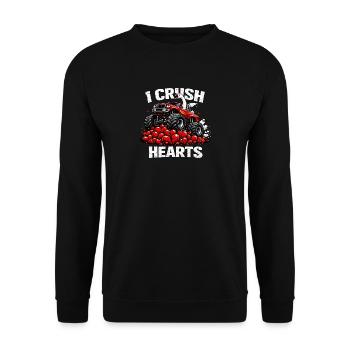 Saint-Valentin : J’écrase le monstre canard oie de cœur - Sweat-shirt Unisexe - noir - Devant - Alina (178cm) & Michal (187cm)
