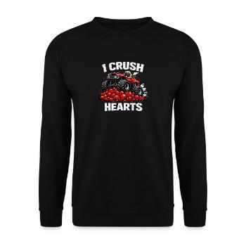 Saint-Valentin : J’écrase le cœur Monstre du chien carlin - Sweat-shirt Unisexe - noir - Devant - Alina (178cm) & Michal (187cm)