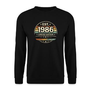 1986 Limited Edition Vintage Geburtstag - Unisex Pullover - Schwarz - Vorne - Alina (178cm) & Michal (187cm)