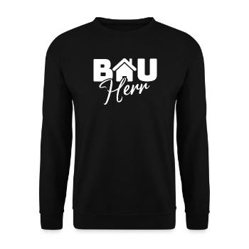 Hausheld Logo mit HausIcon und Hero - Unisex Pullover - Schwarz - Vorne - Alina (178cm) & Michal (187cm)
