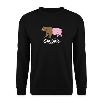 Pig Bear – Funny Word Game Animal Design - Unisex Sweatshirt - black - Front - Alina (178cm) & Michal (187cm)