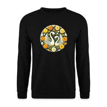 Swans in Golden Floral Circle - Unisex Sweatshirt - black - Front - Alina (178cm) & Michal (187cm)