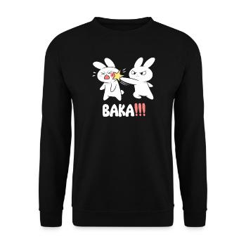 Baka Rabbit Slap Anime Funny Japanese Otaku - Unisex Sweatshirt - black - Front - Alina (178cm) & Michal (187cm)