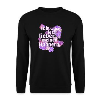 Better with my chickens with hibiscus - Unisex Sweatshirt - black - Front - Alina (178cm) & Michal (187cm)