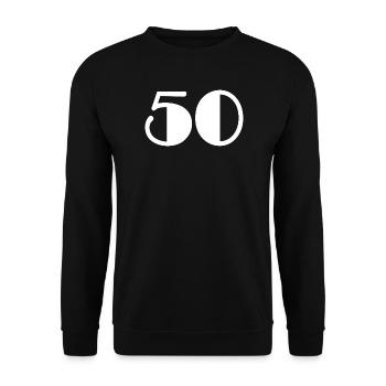 50. 50 ANS. 50e ANNIVERSAIRE. ANNIVERSAIRE 50 ANS. - Sweat-shirt Unisexe - noir - Devant - Alina (178cm) & Michal (187cm)