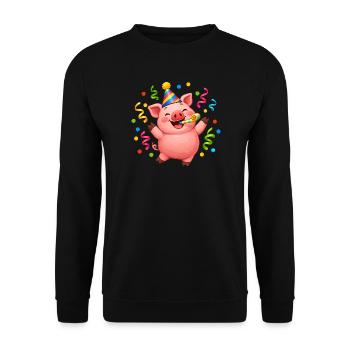 Pig Party Carnival New Year's Eve - Unisex Sweatshirt - black - Front - Alina (178cm) & Michal (187cm)